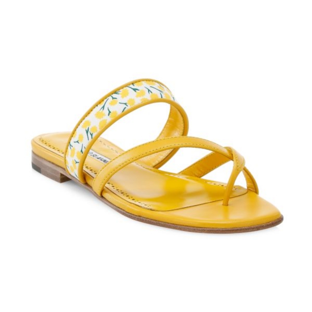 Manolo Blahnik Yellow Susa Floral Sandal EU36/US6 New in Box NIB